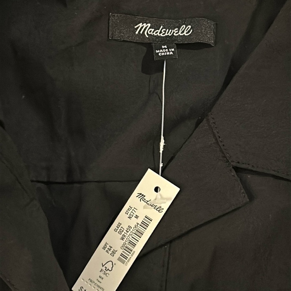 NWT Madewell Belted Mini Shirtdress in Black size medium - Picture 6 of 15